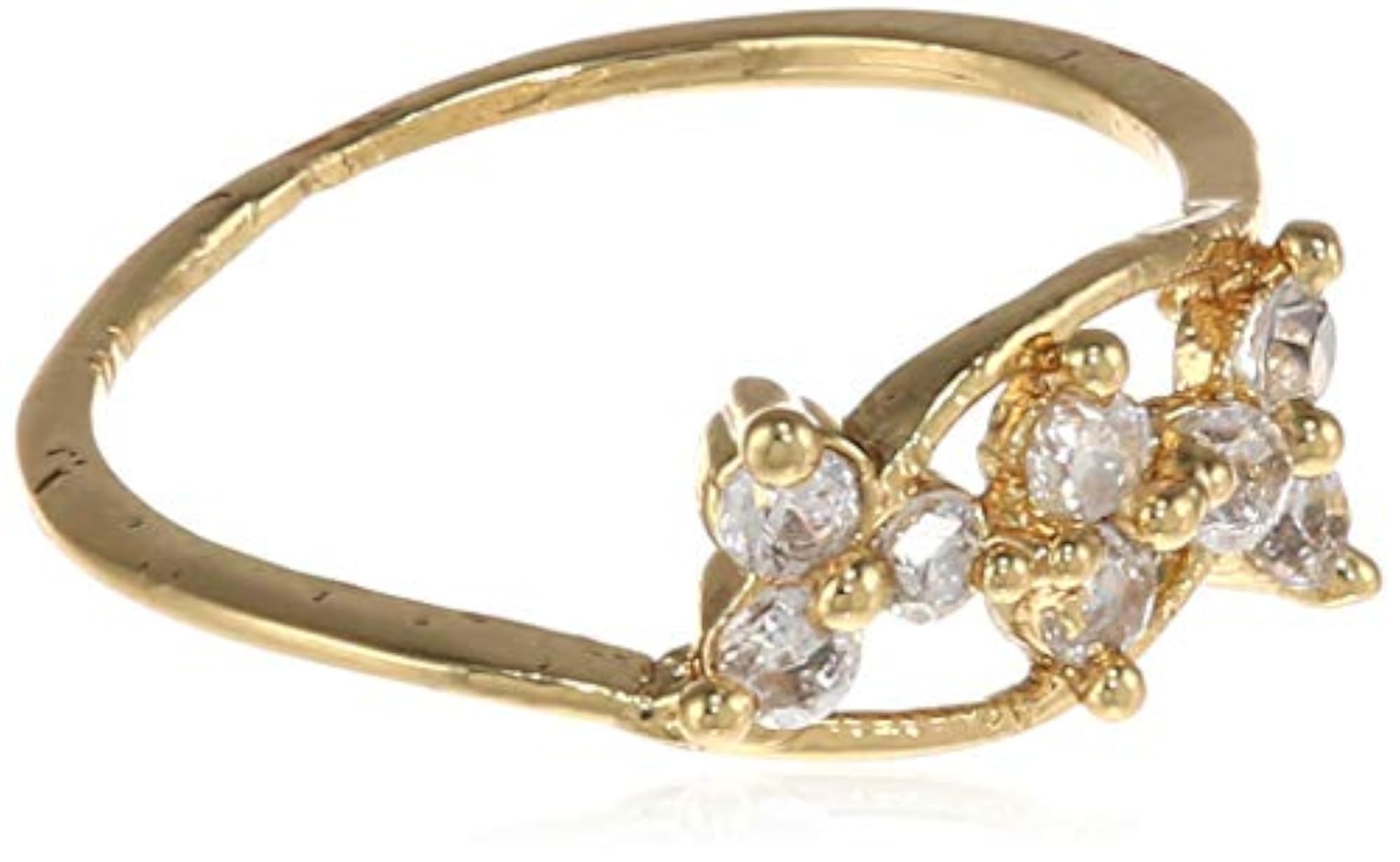 24K Gold Plated Studded Ring with American Diamonds